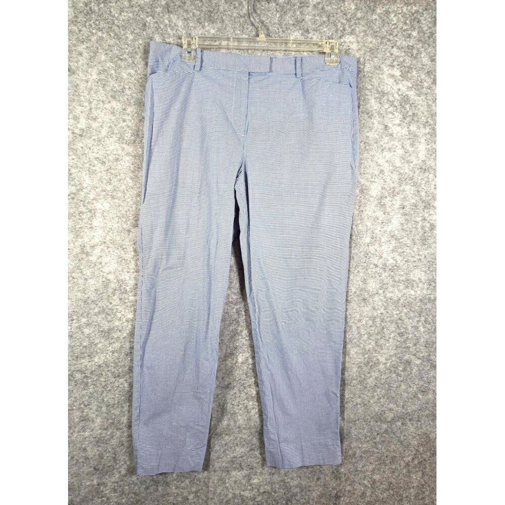 Talbots Women's Hampshire Pants Blue White Gingham Print ankle length Size 16